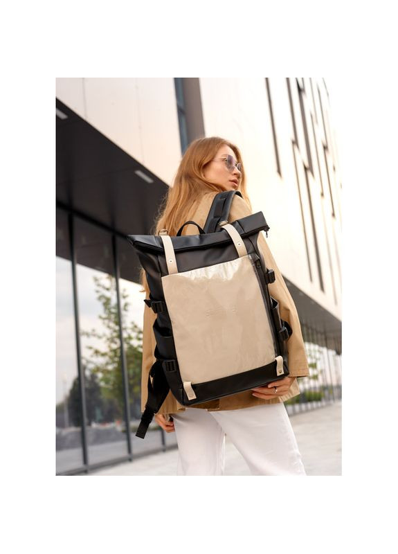 Жіночий рюкзак RollTop Hacking чорно-сірий Sambag (329692821)