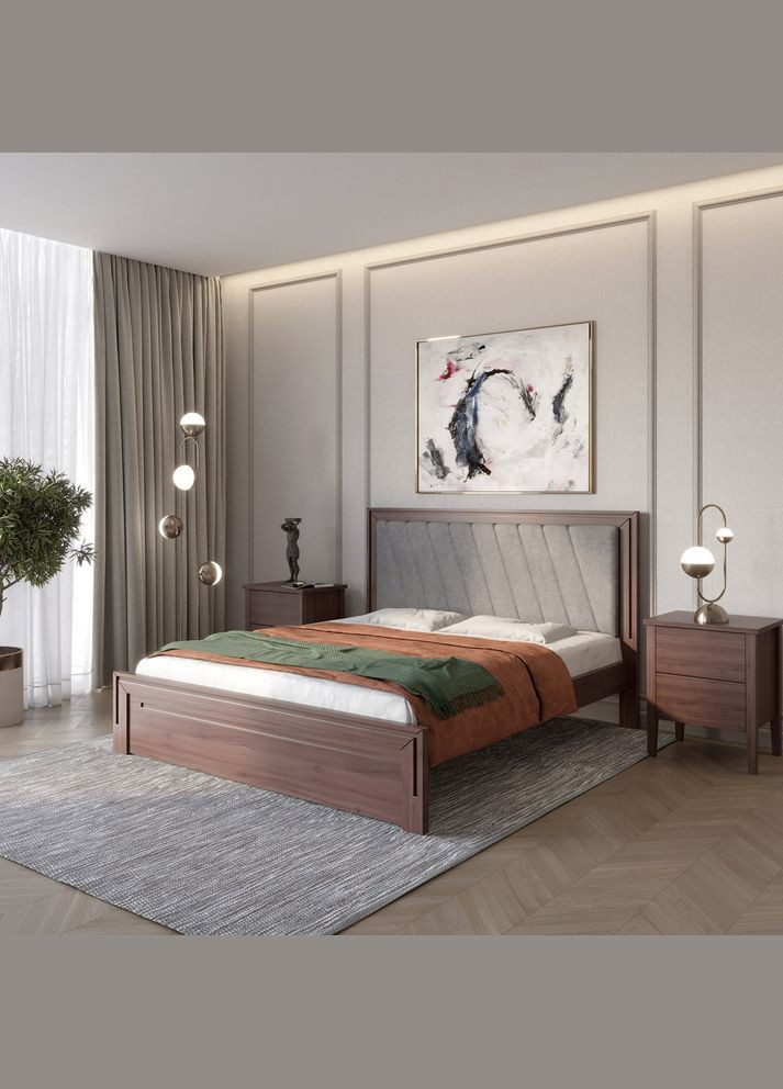 Полуторне дерев'яне ліжко Торонто Т6 /Аляска 93 (сірий) 120х200 см (MBG-9476) Mebigrand (366087424)