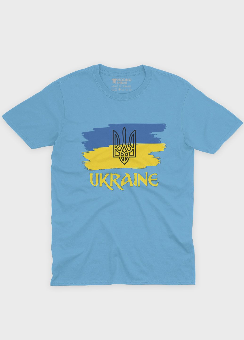 Блакитна демісезонна футболка для хлопчика з патріотичним принтом ukraine (ts001-3-lbl-005-1-070-b) Modno