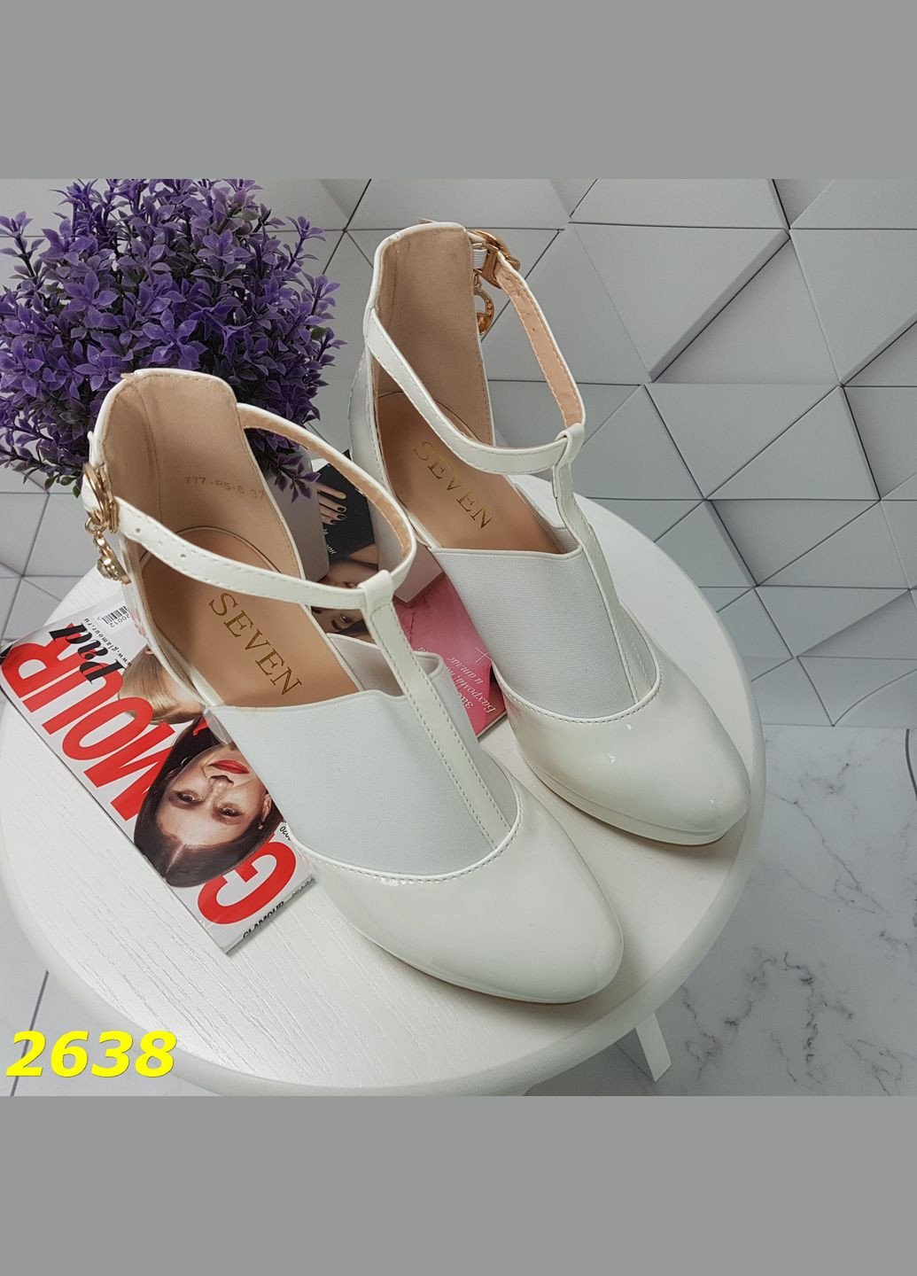 No Brand Туфлі демі білі з гумкою на платформі та широкому підборі білий з, — (322650844)