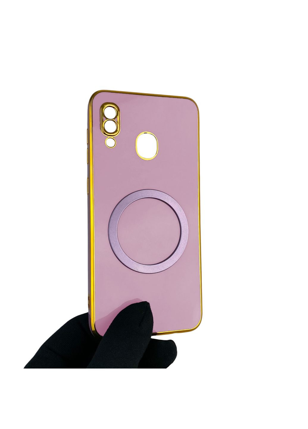 Чехол для Galaxy A20 SM-A205F с кольцом MagSafe с золотой окантовкой на самсунг а20 черничный gs1 Samsung (366227967)