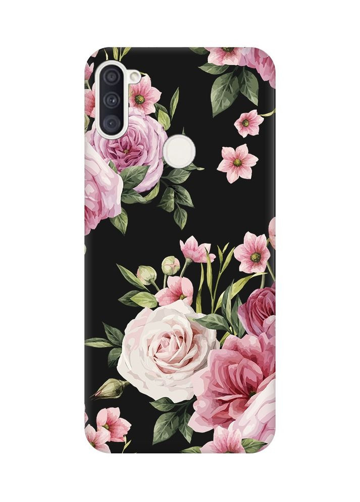 Матовий чорний чохол на Samsung Galaxy A11:: Рожеві квіти (принт 287) Creative (360689784)