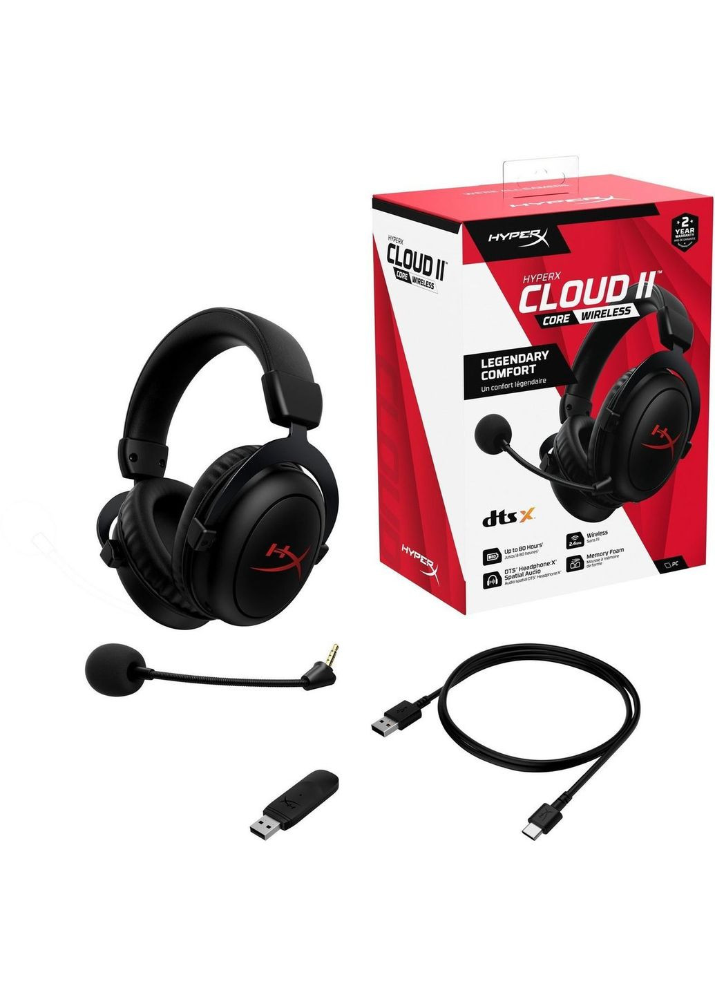 Наушники игровые беспроводные Cloud II Core Wireless (6Y2G8AA) черные HyperX (328261859)