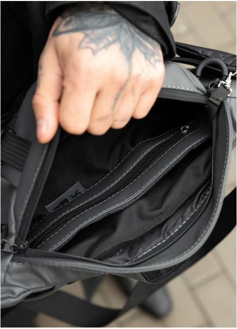 Спортивна сумка чоловіча на пояс через плече з екошкіри велика Графітовий 35344 Sambag (352165878)