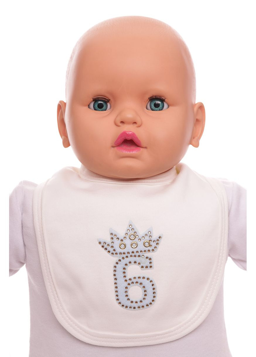 Нагрудник на кнопке для малчика интерлок белый 16*25 3м+ (50787) BABYKROHA (297200056)