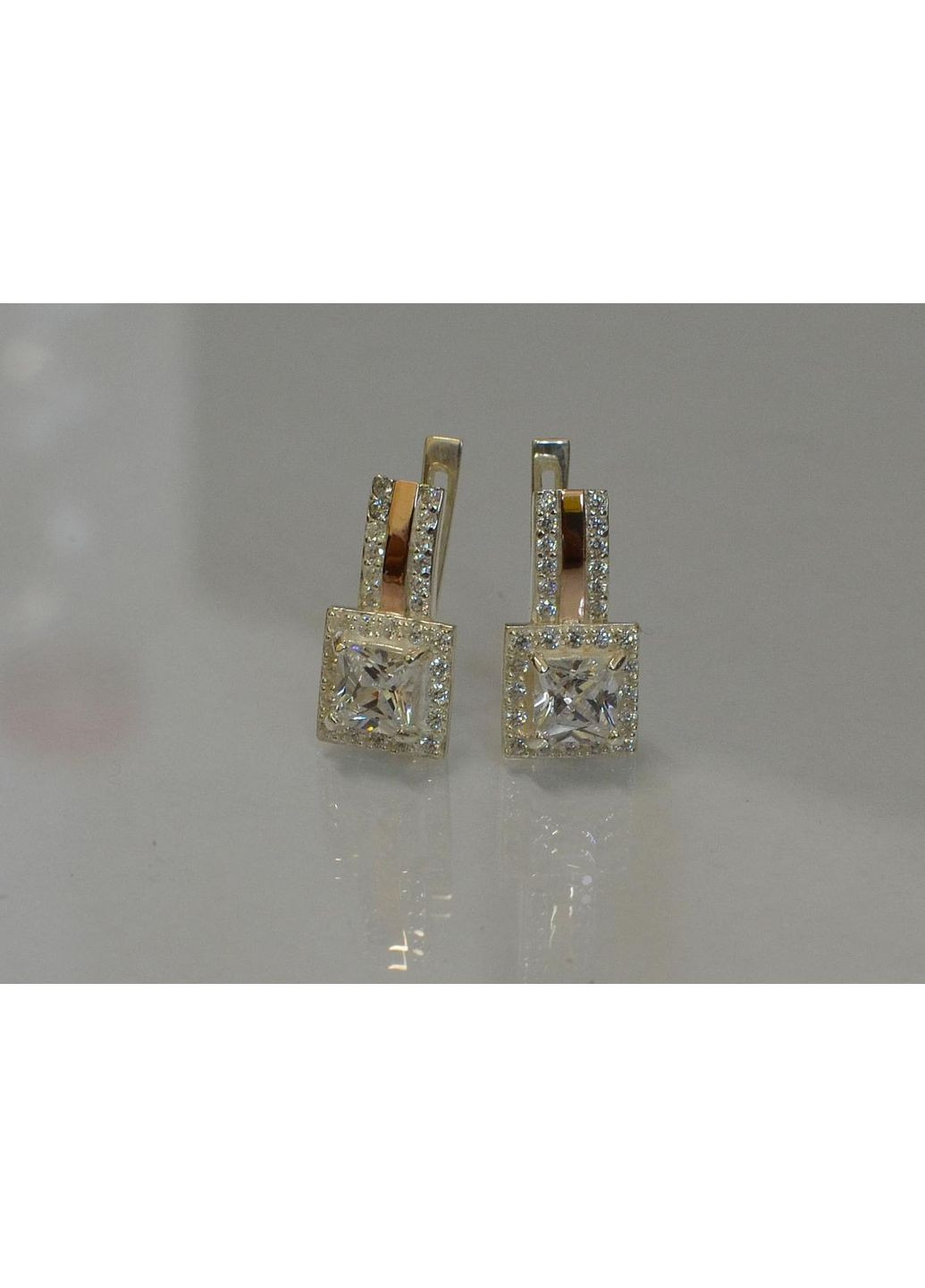 Срібні сережки з напайками із золота Silver Style (366813558)