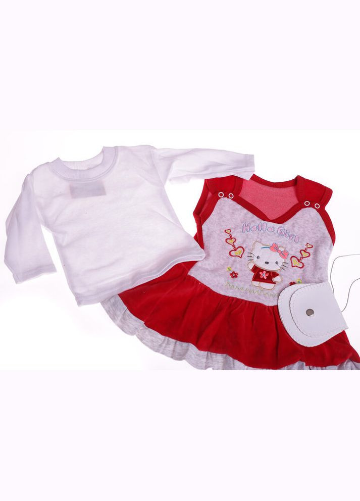 Красное сарафан с водолазкой велюровый китти красный 74 см (26869) BABYKROHA (322503265)