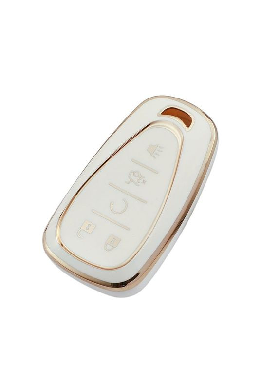 Чохол ключа білий + золота окантовка (5 кнопок) TPU Chevrolet (369611624)