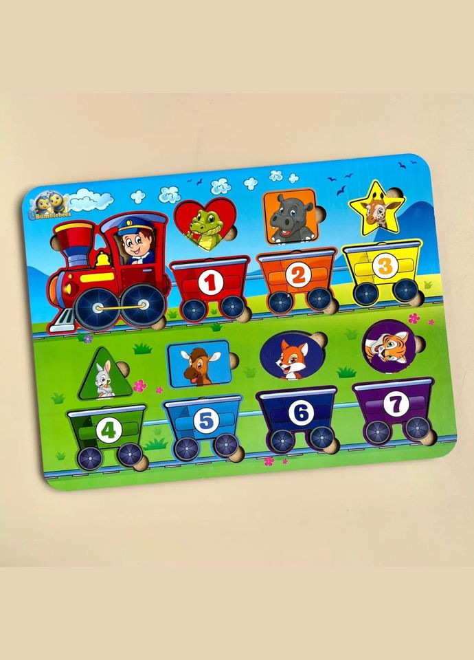 Деревянный пазл "Геометрические фигуры" (ПСД048) PSD048 сортер-паровоз Ubumblebees (344447469)