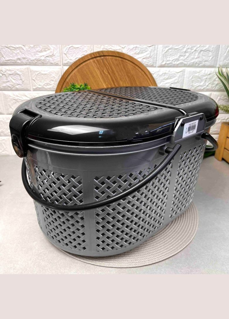 Серая корзина для пикника 22л с двумя крышками, SP-110 Irak Plastik (304422202)