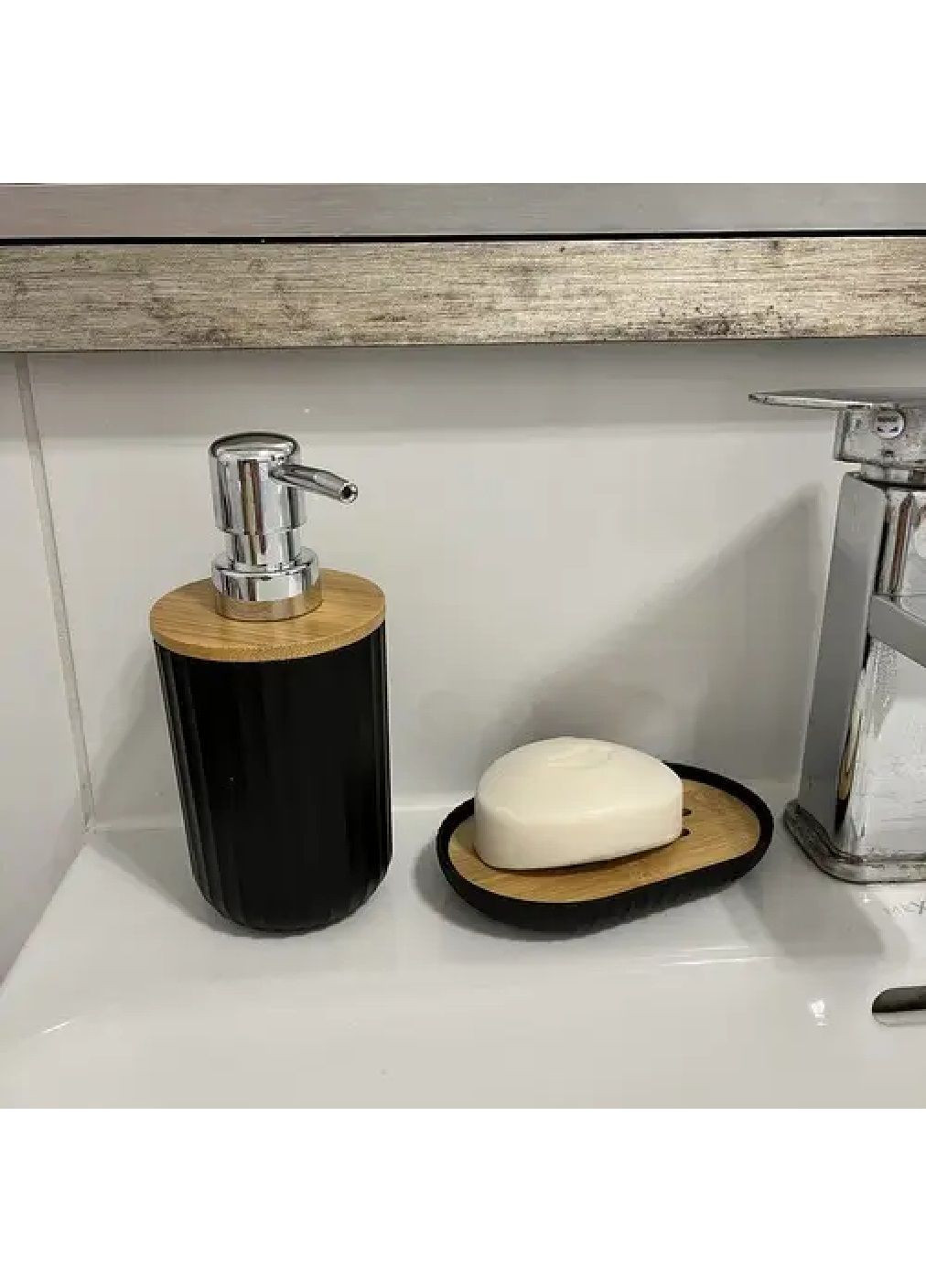 Набір комплект аксесуарів підставок ємностей органайзерів для ванної кімнати туалету 6 в 1 (478074-Prob) Чорний Unbranded (302363817)