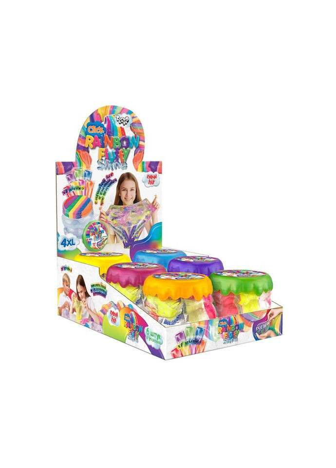 Дитяча в'язка маса, слайм "Rainbow Fluffy Slime" RFS-01-01U з повітряним пластиліном Danko Toys (307838110)