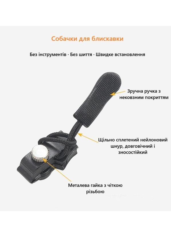 Набор для ремонта молнии из 3 бегунков разных размеров для одежды рюкзаков и сумок No Brand (348430963)