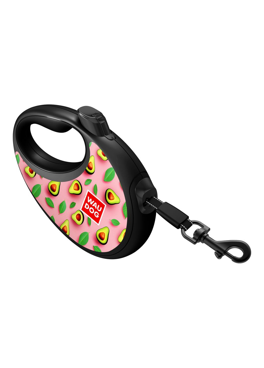Повідець-рулетка R-leash стрічковий малюнок "Авокадо на рожевому" L 40 кг 5 м (4823089381602) WAUDOG (362702109)