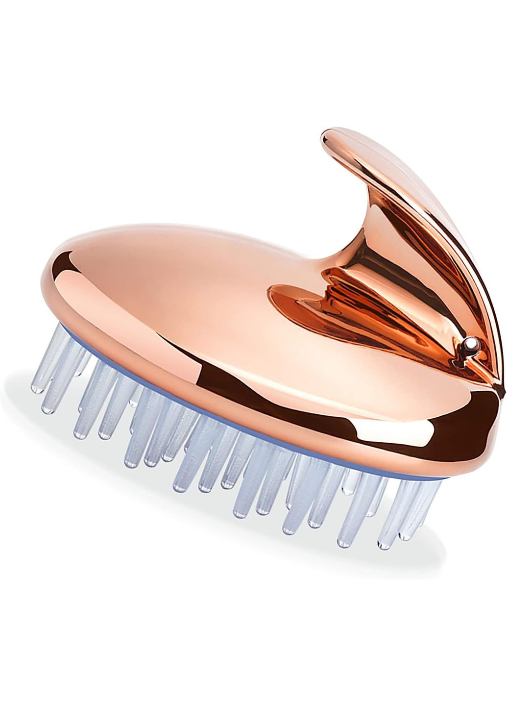 Силиконовая массажная щетка для мытья головы и нанесения шампуня розовое золото No Brand (307061067)