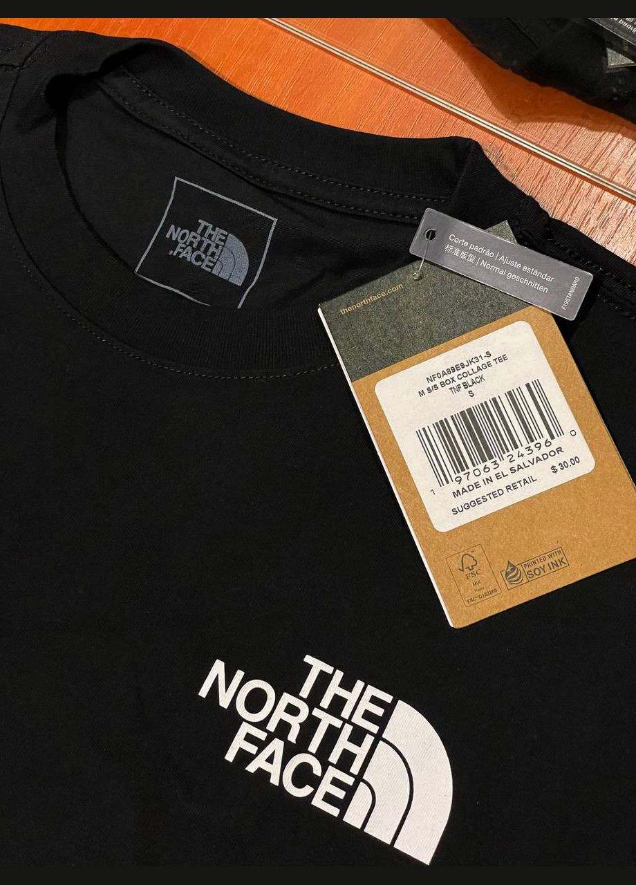 Чорна футболка чоловіча The North Face collage back print T-shirt black pink