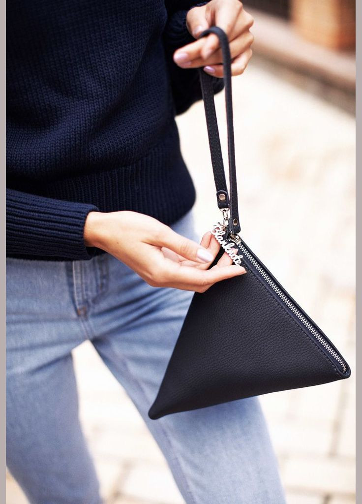 Кожаная женская сумка-косметичка Пирамида синяя (A-026494) BlankNote (327874228)