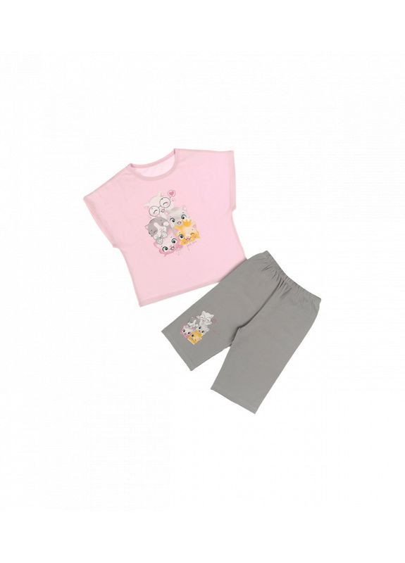 Рожева дитяча піжама футбока і шорти з принтом Donella Шорти