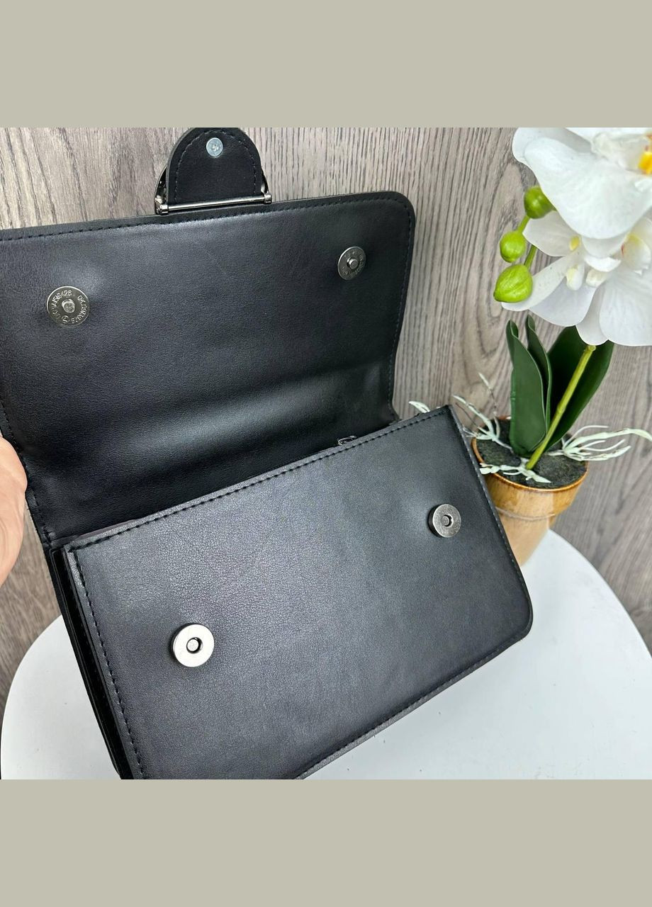 Замшева жіноча міні сумочка клатч на плече Чорний з нікелем No Brand (298998043)