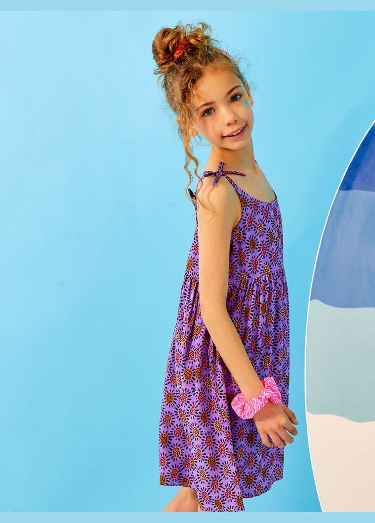 Фиолетовое платье лето,фиолетовый в узоры, Kiabi (291164789)