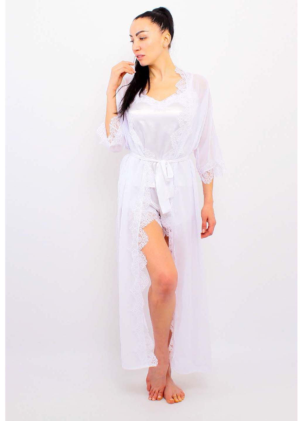 Біла комплект халат та піжама Ghazel