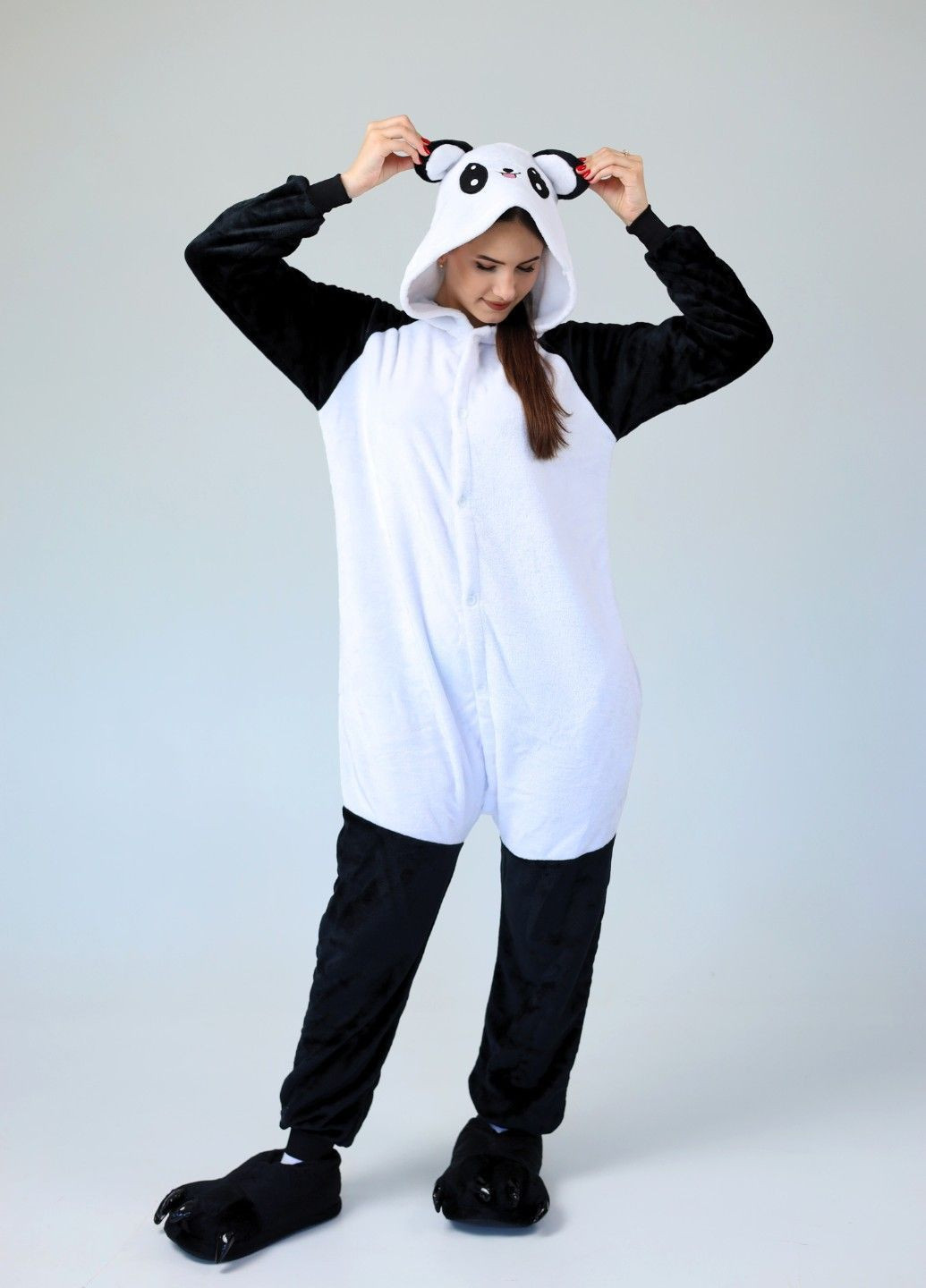 Кігурумі Панда біле плюшеве для жінок з капюшоном і кишенями Lalapka (362490066)
