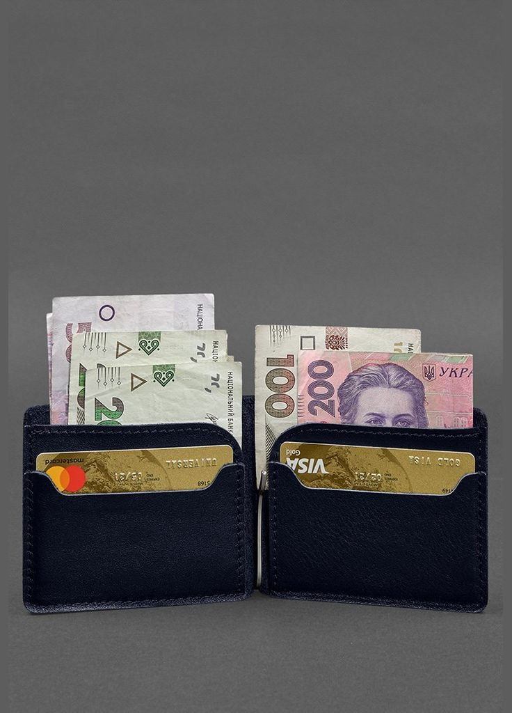 Шкіряне портмоне 13.0 затискач синій краст (A-028275) BlankNote (328444750)