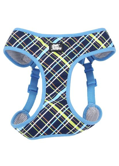 Шлея для собак Designer Wrap 3,2-4,5кг синьо-жовтий плед XS, 40,6 - 48,3 см (76484646331) Coastal (319435494)