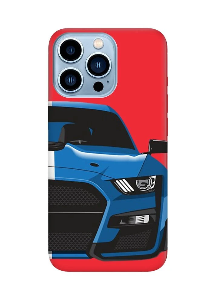 Матовий червоний чохол на Apple iPhone 13 Pro Max Авто синє (принт 229) Creative (359482055)