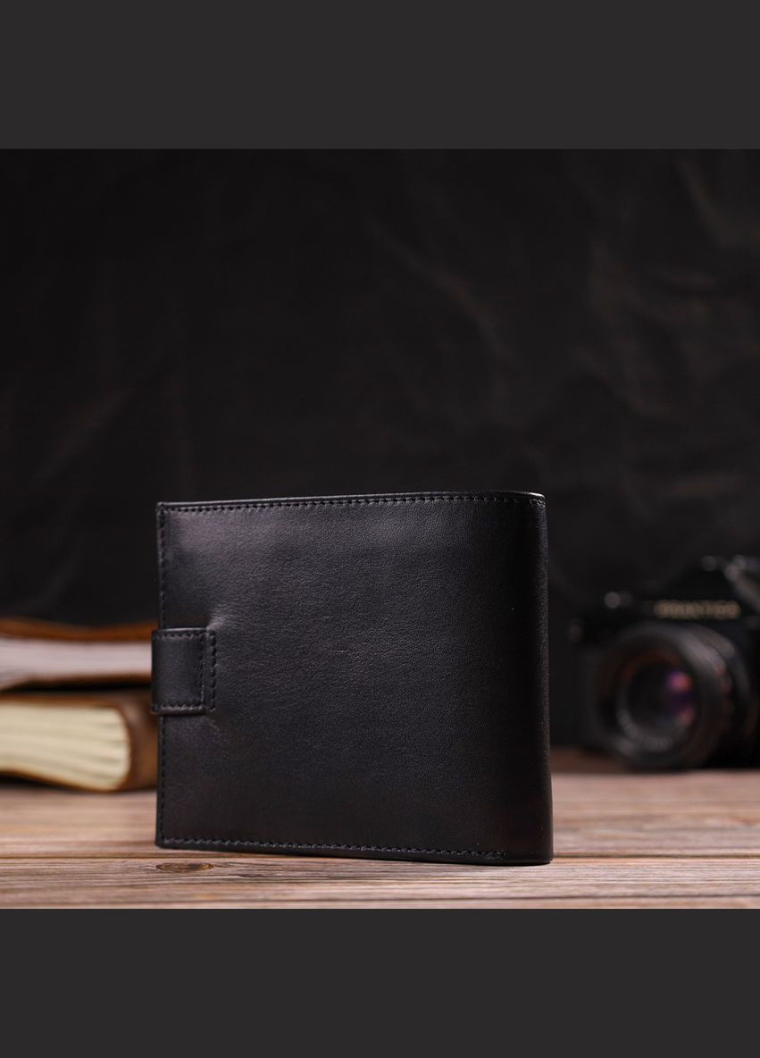 Гаманець чоловічий Шкіряний гладкий 21880 Чорний Canpellini (306881604)