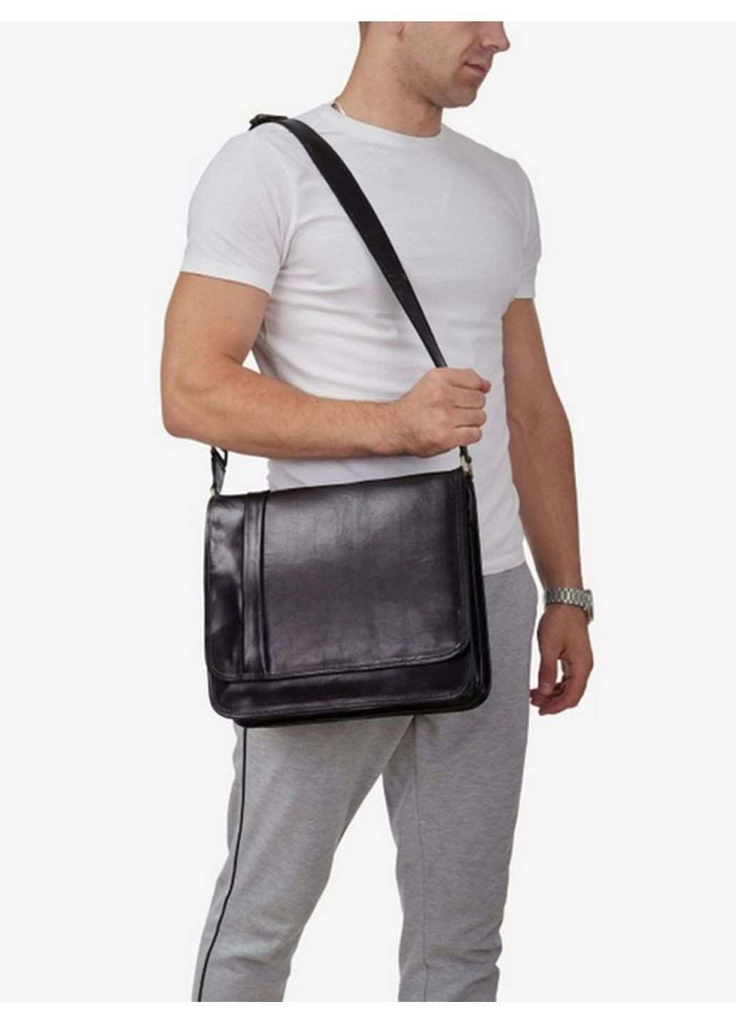 Мужская кожаная сумка через плечо 31х28х10 см Firenze (315873940)