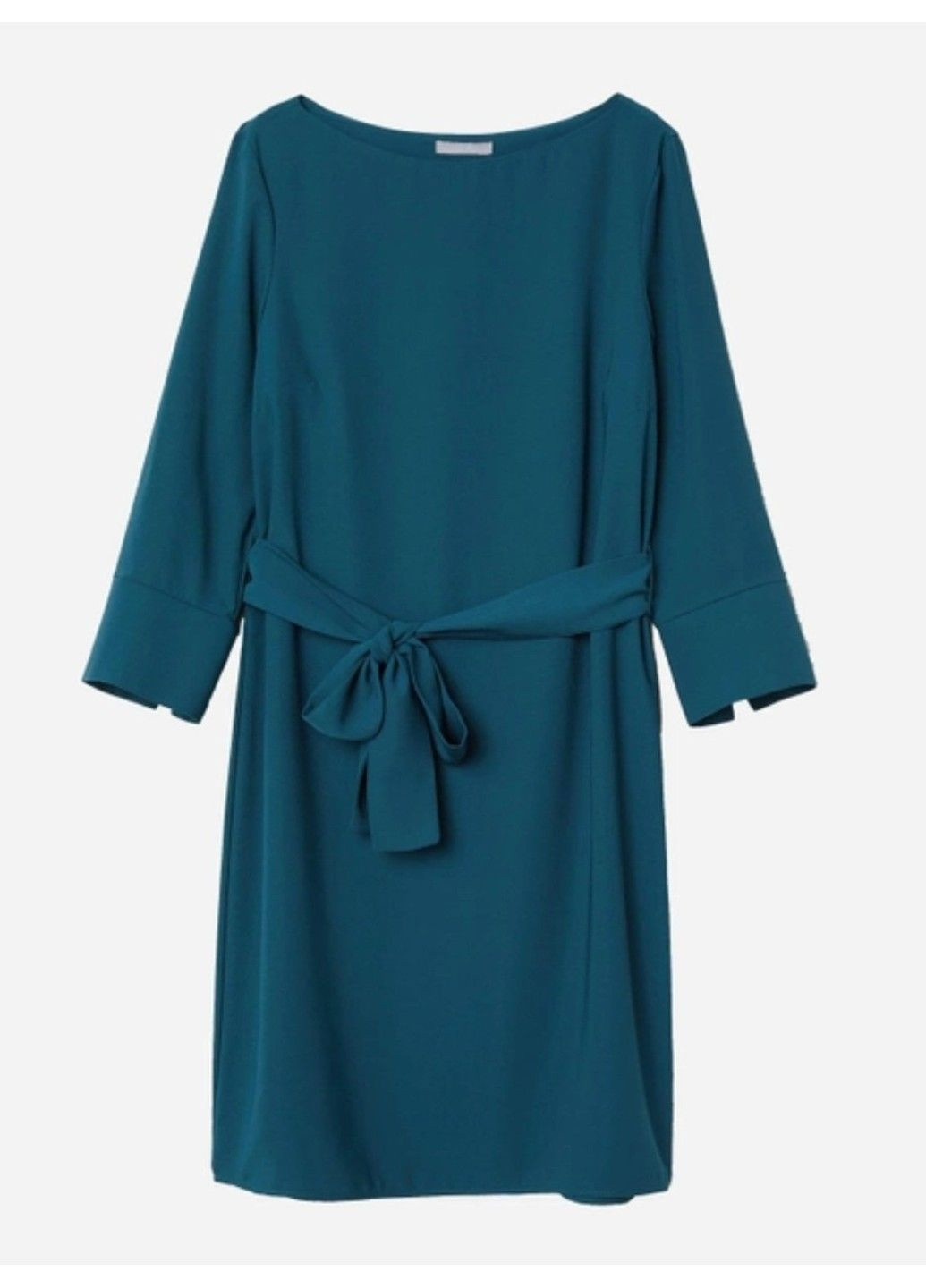 Темно-синее деловое женское платье с поясом н&м (56733) xs темно-синее H&M
