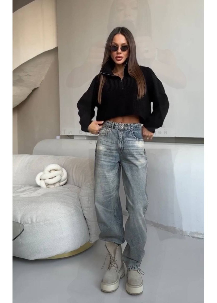 Черный демисезонный свитер из ангорской вязки GD/GL Модний простір