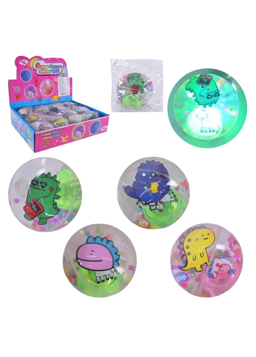 М'яч дитячий стрибунчик зі світлом 6.5 см із водою Glitter ball PR2513 Ціна за бокс 12 штук No Brand (362427540)