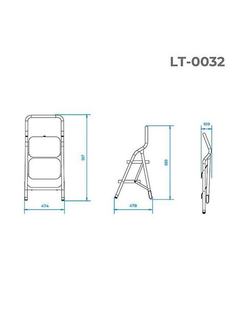 Лестница 895 мм х 2 ступени 380 х 260 мм (LT-0032) Intertool (335048954)