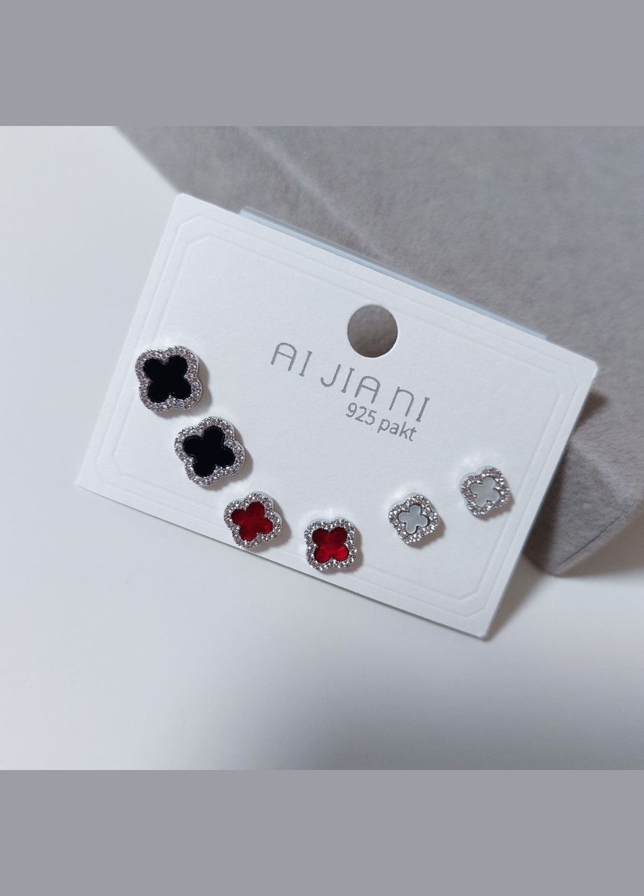 Сережки гвоздики Конюшина набір з 3-х пар MK1295 золотий DeKolie (339067211)