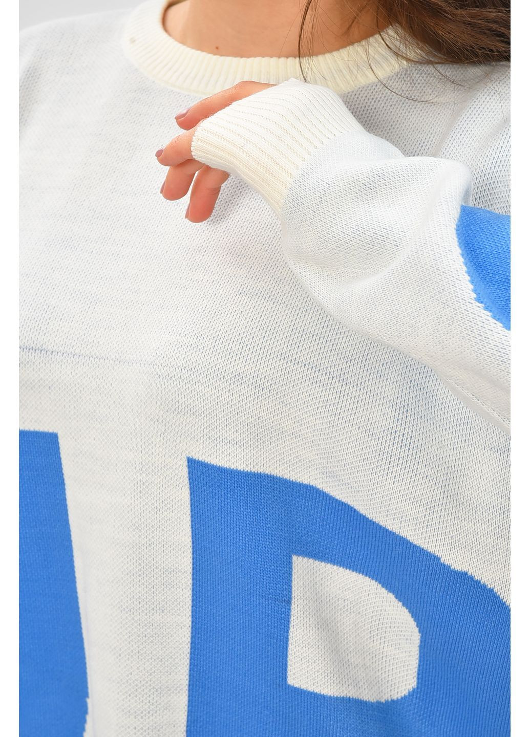 Белый демисезонный свитер женский белого цвета с принтом пуловер Let's Shop