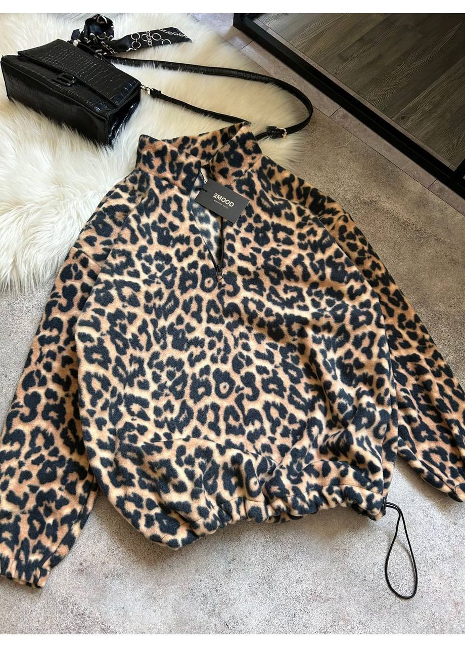 Женская теплая кофта из флиса с леопардовым принтом No Brand (366018310)