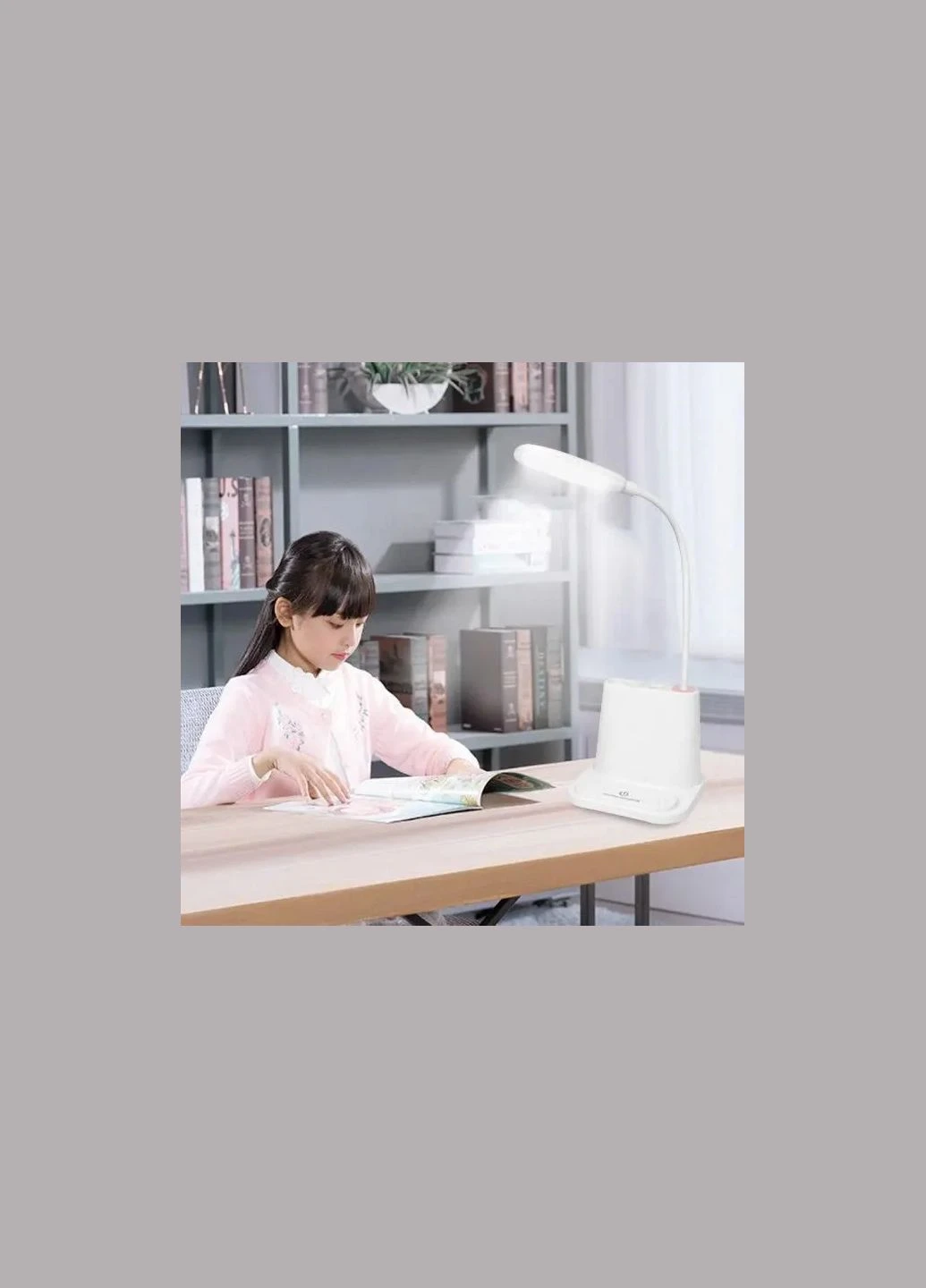 Белая Аккумуляторная Настольная LED лампа Bionic Desk Lamp c USB выходом, органайзером и подставкой для смартфона Digital (384023428)