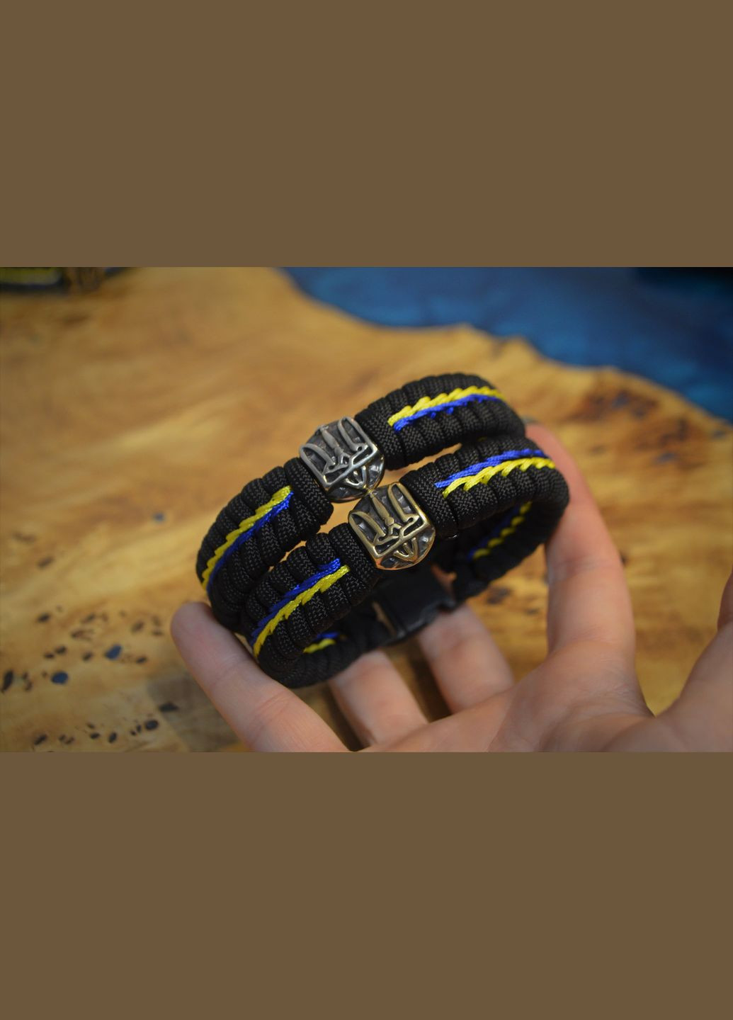 Браслет из паракорда Герб Украины латунь нейзильбер с оплеткой на фастексе + брелок в подарок No Brand (341738833)