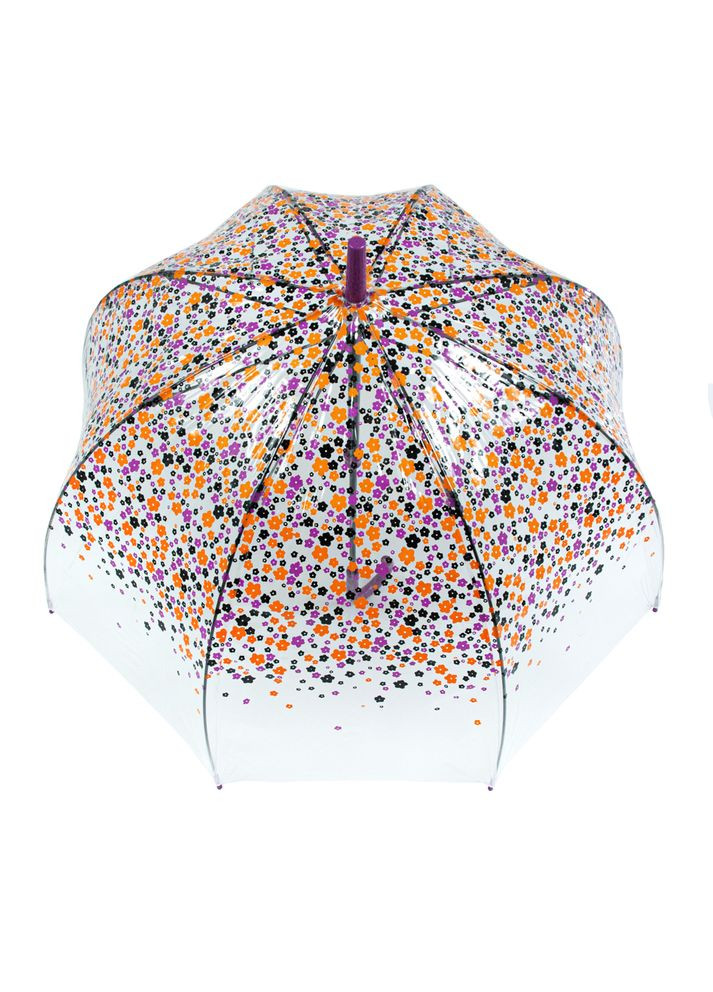 Прозрачный зонт большой с цветочками для женщин l042 birdcage-2 hippie scatter (разноцветные незабудки) Fulton (334014757)