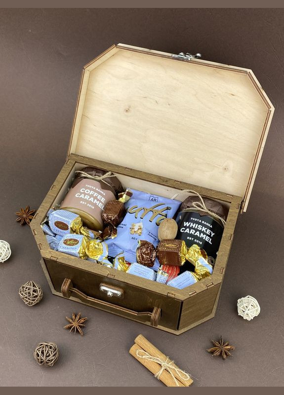 Подарунковий набір Wooden Chest на день народження, свято вчителю, військовому, начальнику, чоловікові, братові, татові Кукумбер (287337178)