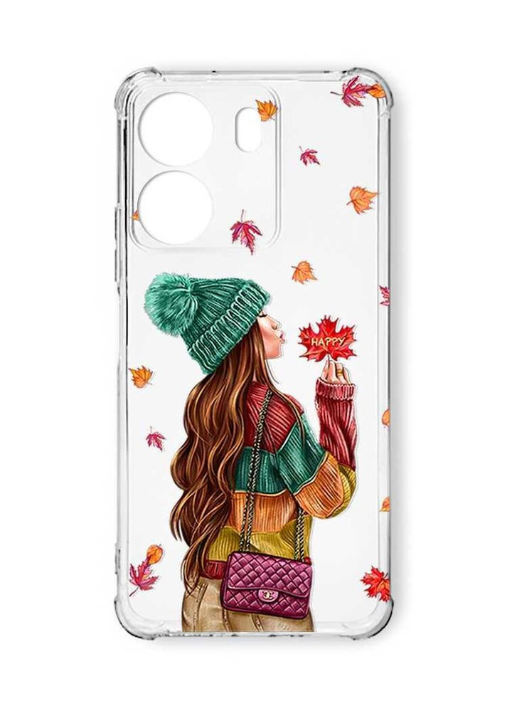 Чохол з потовщеними кутами на Xiaomi Redmi 13C:: Дівчина з листям (принт 221) Creative (355395962)