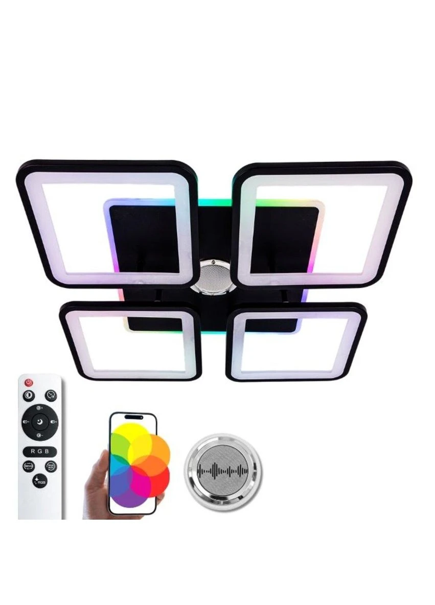 Потолочная светодиодная люстра с музыкальной колонкой и RGB подсветкой для гостиной и спальни YZD1268 Черн Valeso (397538955)