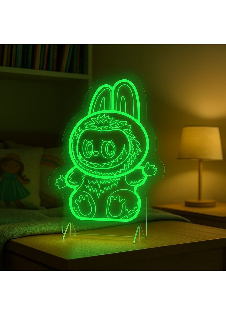 Неоновый ночник Лабубу 38х29см с сенсорным регулированием яркости NeonChic (367115480)