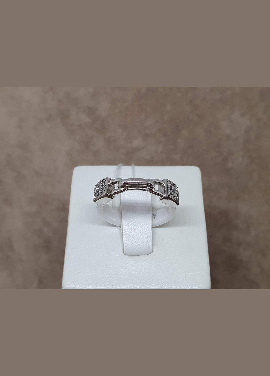 Срібне кільце Замочок з керамікою і фіанітами. С1157Б Aurora (315832222)