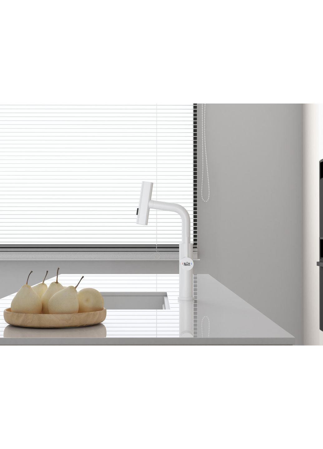 Змішувач на кухню водоспад з висувною лійкою білий LW-35 Nett (337718082)