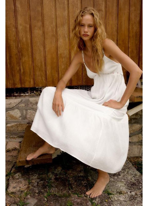 Белое летнее медь платье Zara