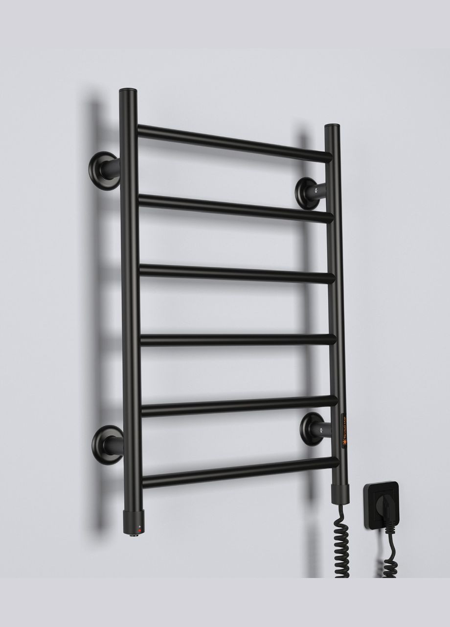 Полотенцесушитель электрический Лесенка Trend 1 черний R 600х435 мм с кнопочным регулятором мощнос Теплий світ (317937541)