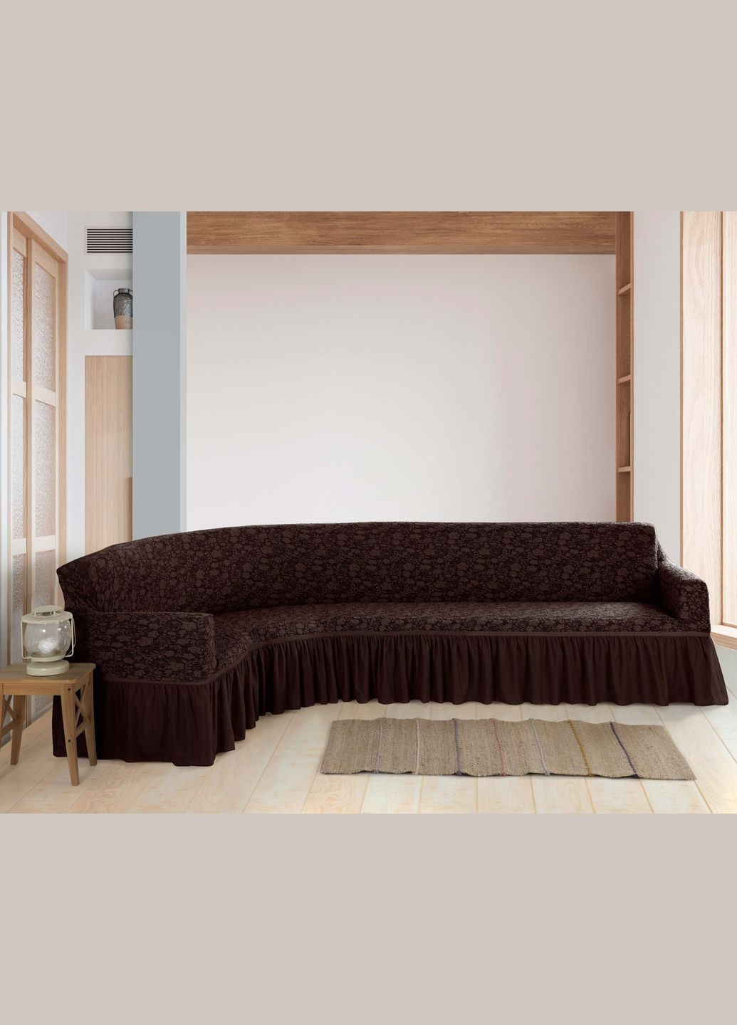 Жакардовий чохол на кутовому диван Roza з спідницею Kayra (318387550)